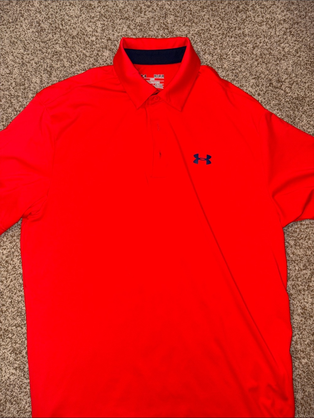 Under Armour Men’s Bright Red Polo with Navy Logo